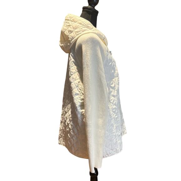 Women's Baltic Quilted Sweater Hooded Zip Front Jacket, Cream, Size XL - Picture 3 of 4